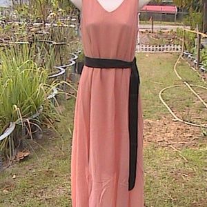 Peach Sleeveless Chiffon Casual Maxi Dress
